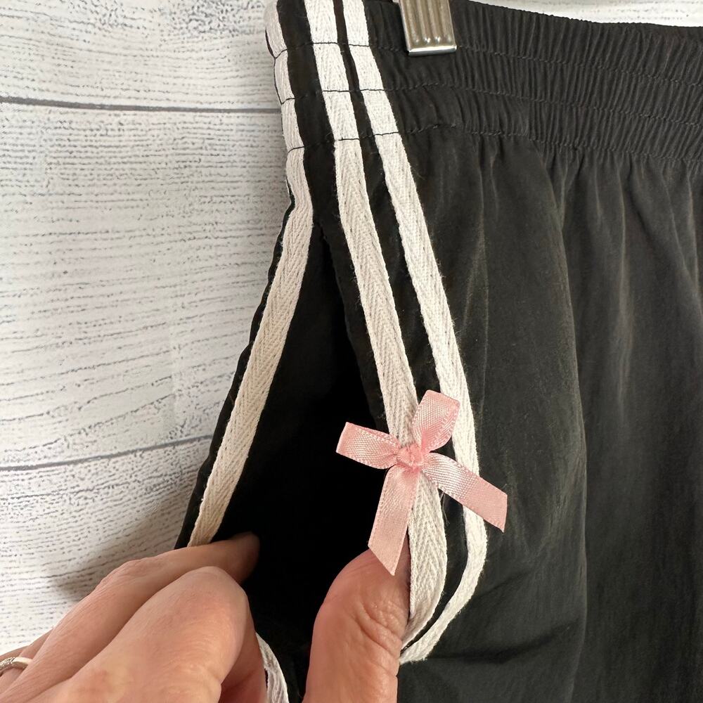 Cali 1850 Womens sz Large Erica Bow Stripe Wide Leg Track Pants Streetwear Black - Picture 7 of 12